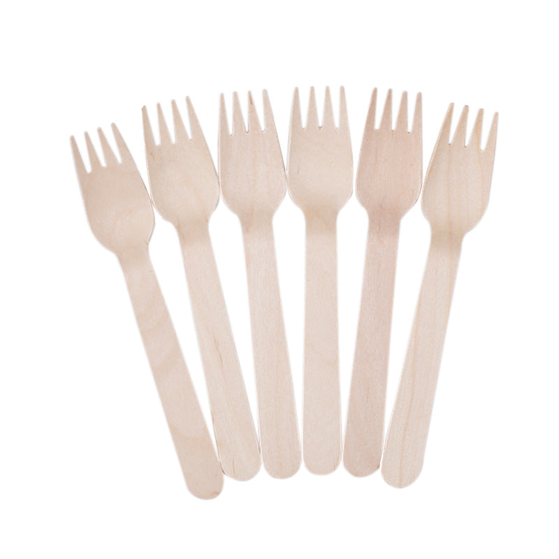 Natural Compostable Wood Forks Cutlery 160mm